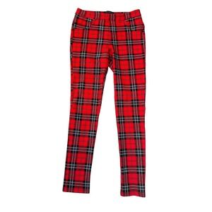 Sanctuary Women's Red Plaid Skinny Leggings Pants Tartan XS
